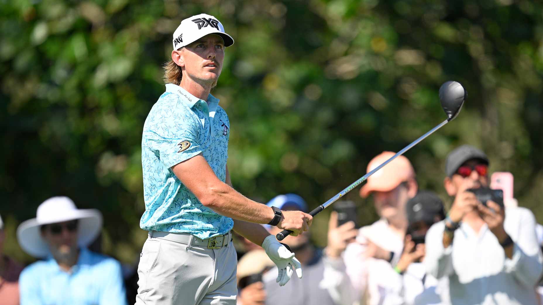 PGA Tour pro Jake Knapp, a favorite at 2025 Mexico Open, plays his shot from the 14th tee during the final round of the Mexico Open at Vidanta at Vidanta Vallarta.