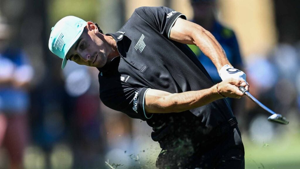 Joaquin Niemann hits a shot during the final round of LIV Adelaide.