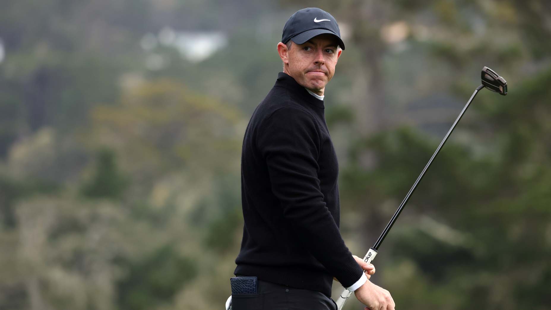 Rory McIlroy looks on during the third round of the 2025 AT&T Pebble Beach Pro-Am