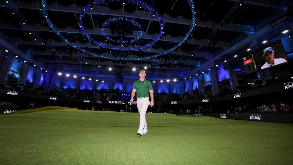 TGL pro Rory McIlroy looks on before their TGL presented by SoFi match against Los Angeles Golf Club at SoFi Center on February 04, 2025.