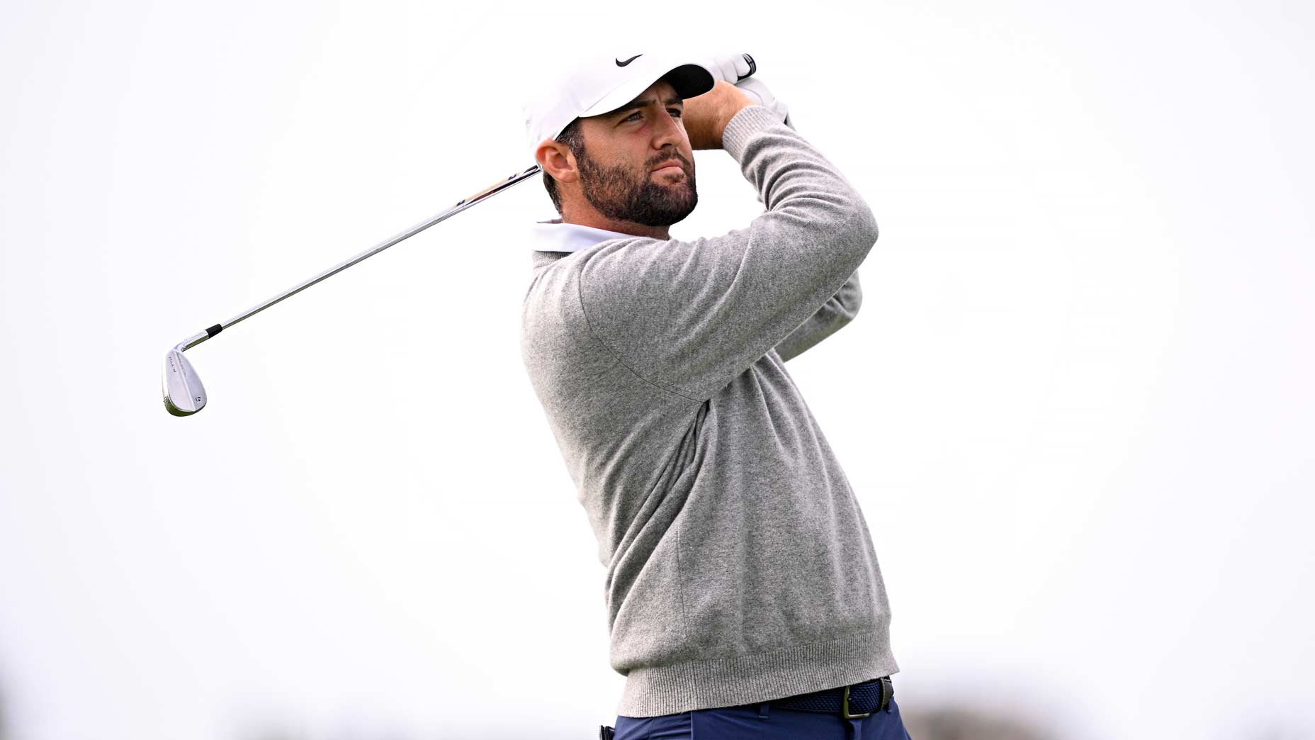 PGA Tour pro Scottie Scheffler plays his shot from the eighth tee during the second round of The Genesis Invitational 2025 at Torrey Pines Golf Course.