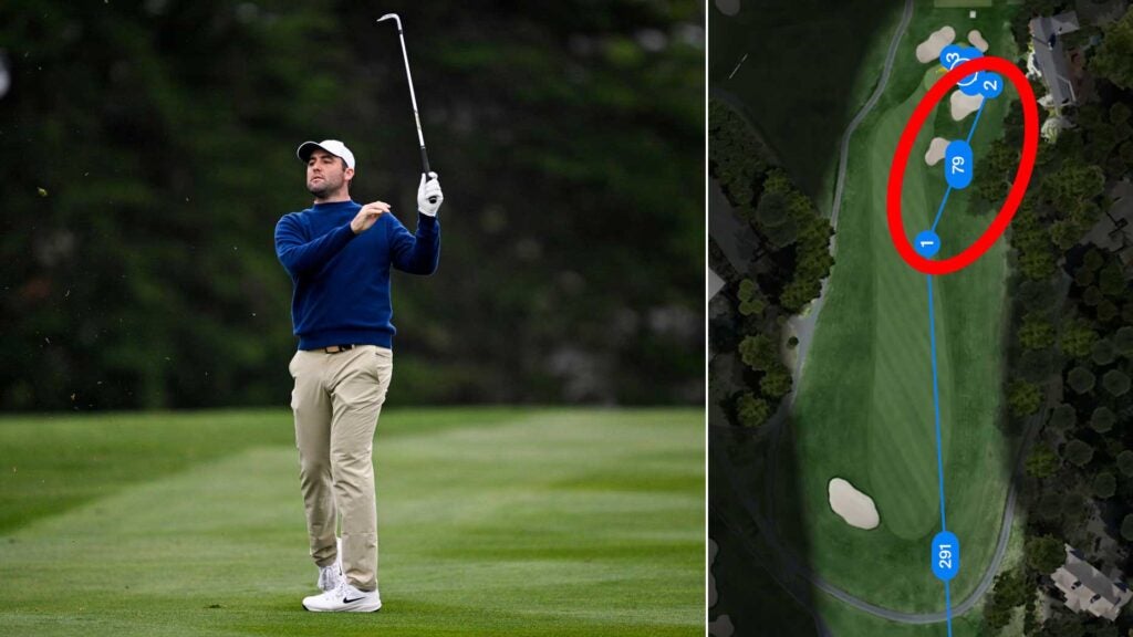 PGA Tour pro Scottie Scheffler reacts after hitting a shank on Friday at the 2025 AT&T Pebble Beach Pro-Am.