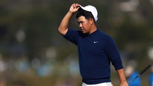 Tom Kim walks during the final round of the 2025 AT&T Pebble Beach Pro-Am.