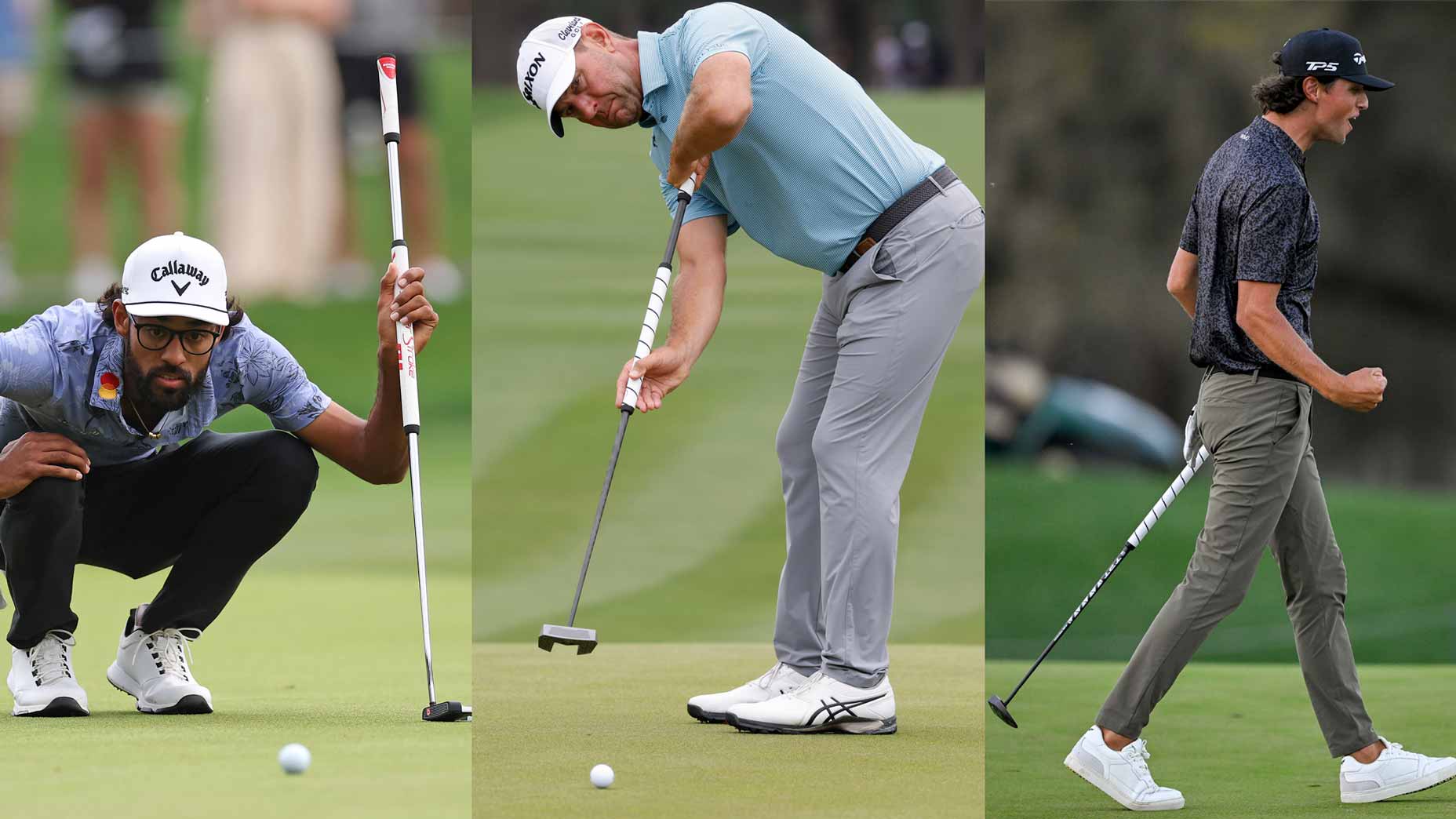 A collage of users of broomstick Putters in TPC Sawgrass.