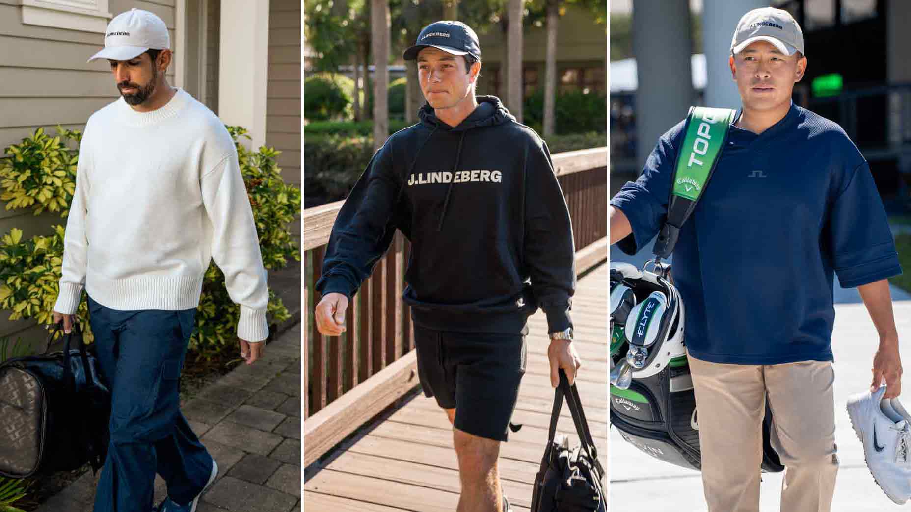 J. Lindeberg Tunnelfits, featuring Matthieu Pavon, Viktor Hovland and Kevin Yu.