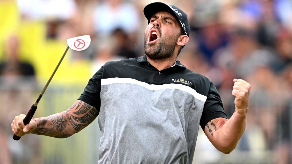 Ryan Peake celebrates after winning the New Zealand Open.