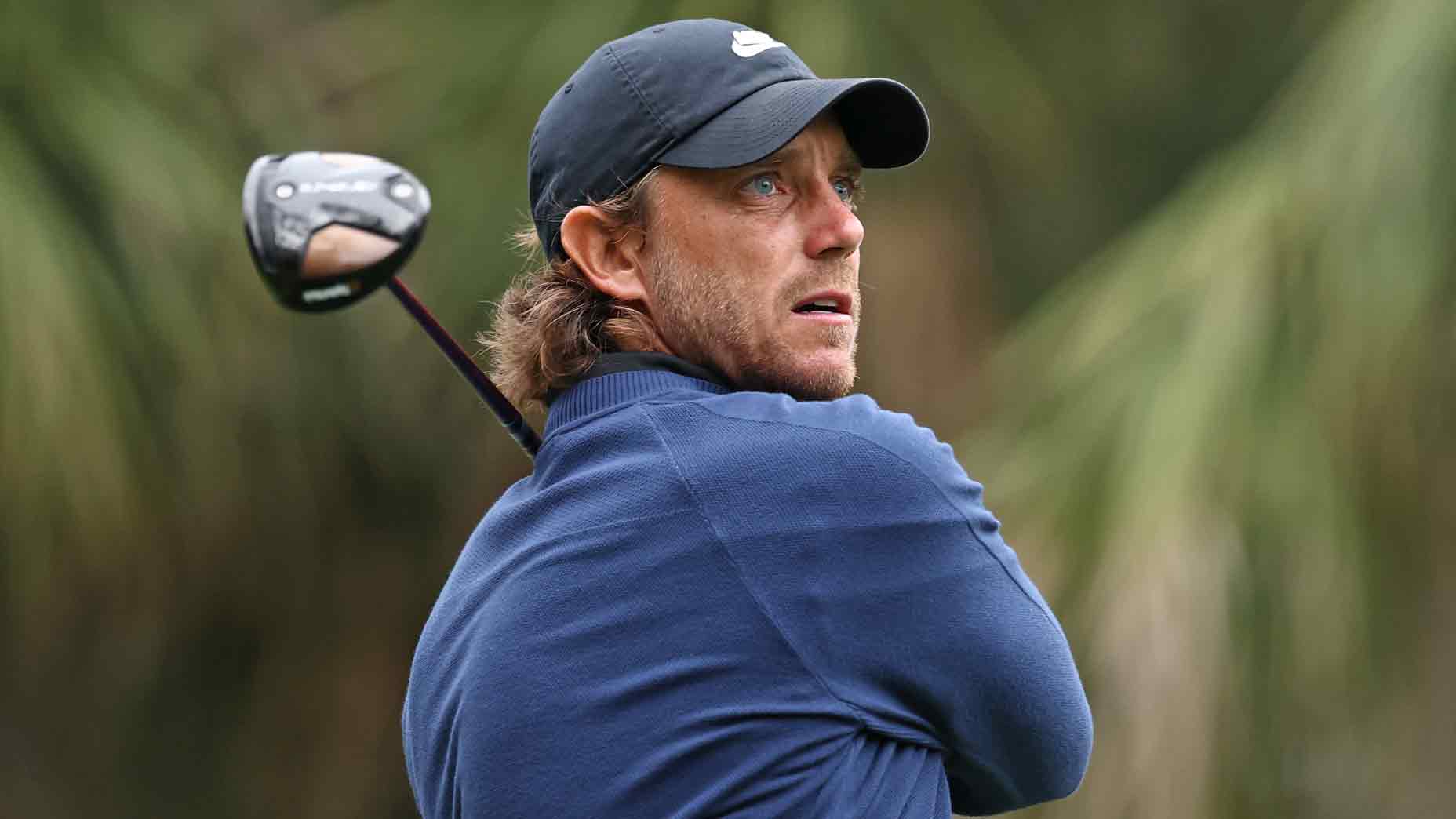 England's Tommy Fleetwood plays his goal from the second during the last round of the player championship at the TPC Sawgrass course on March 16, 2025 in Ponte Vedra Beach, Florida