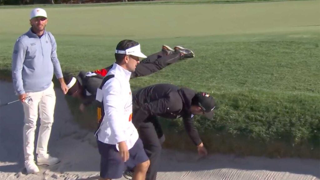 PGAAdam Hadwin and Max Homa search for a ball during the first round of the Arnold Palmer Invitational.