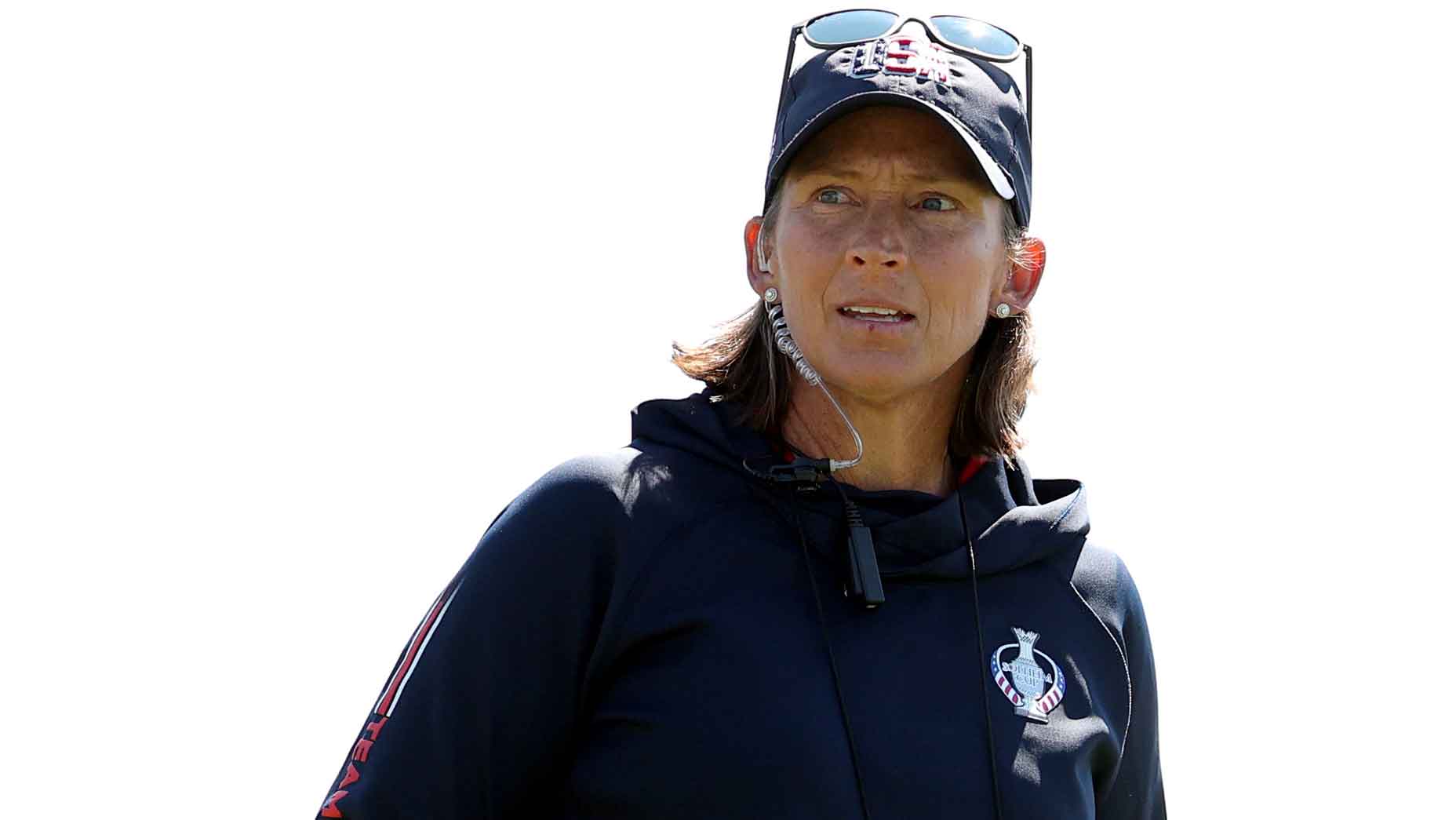 angela stanford wears team usa uniform during the 2021 solheim cup