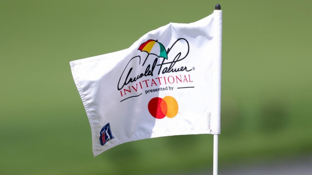 An Arnold Palmer Invitational flag during the third round of the Arnold Palmer Invitational at Bay Hill.