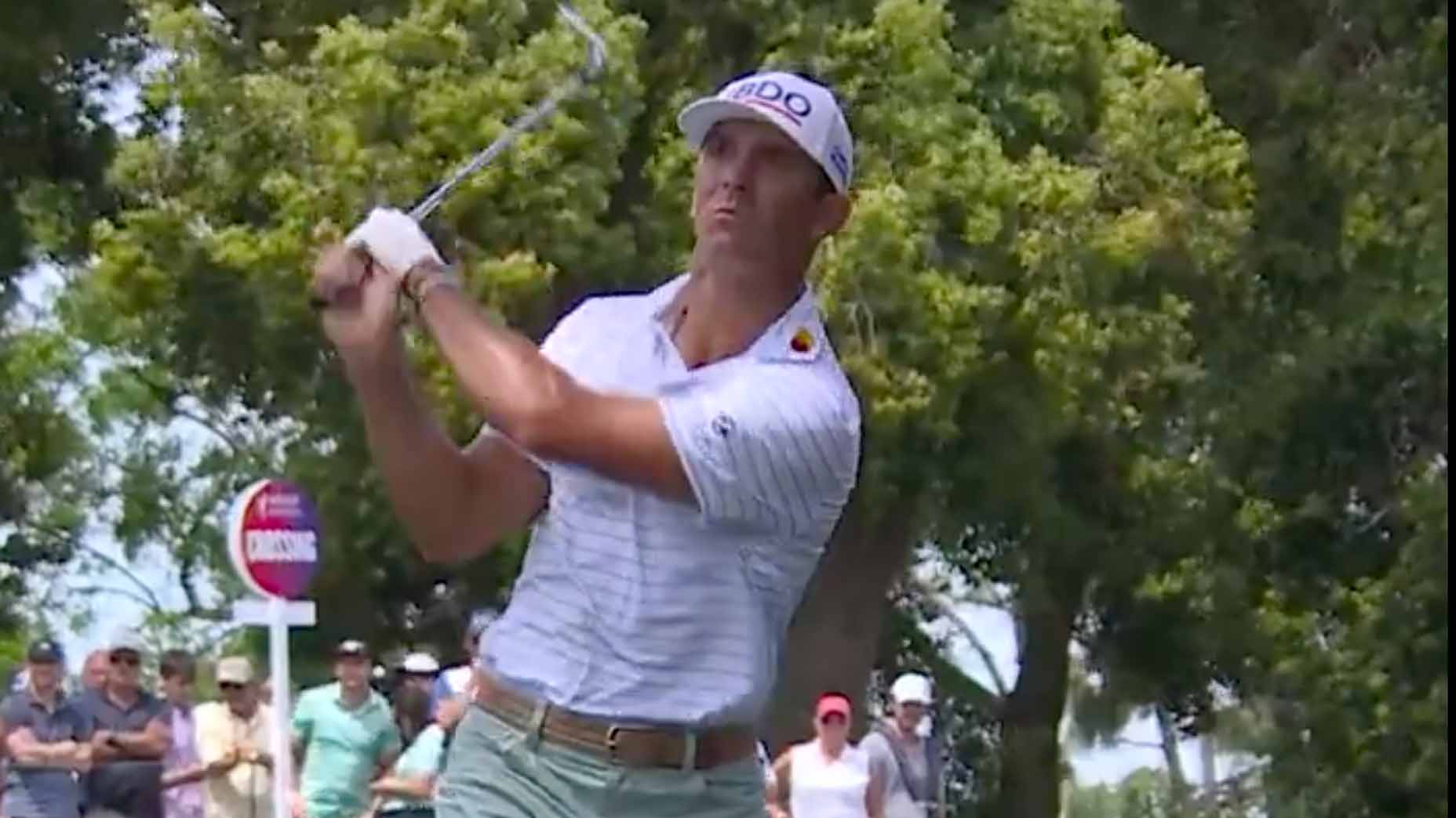 Billy Horschel hits a shot left-handed during the final round of the 2025 Valspar Championship.