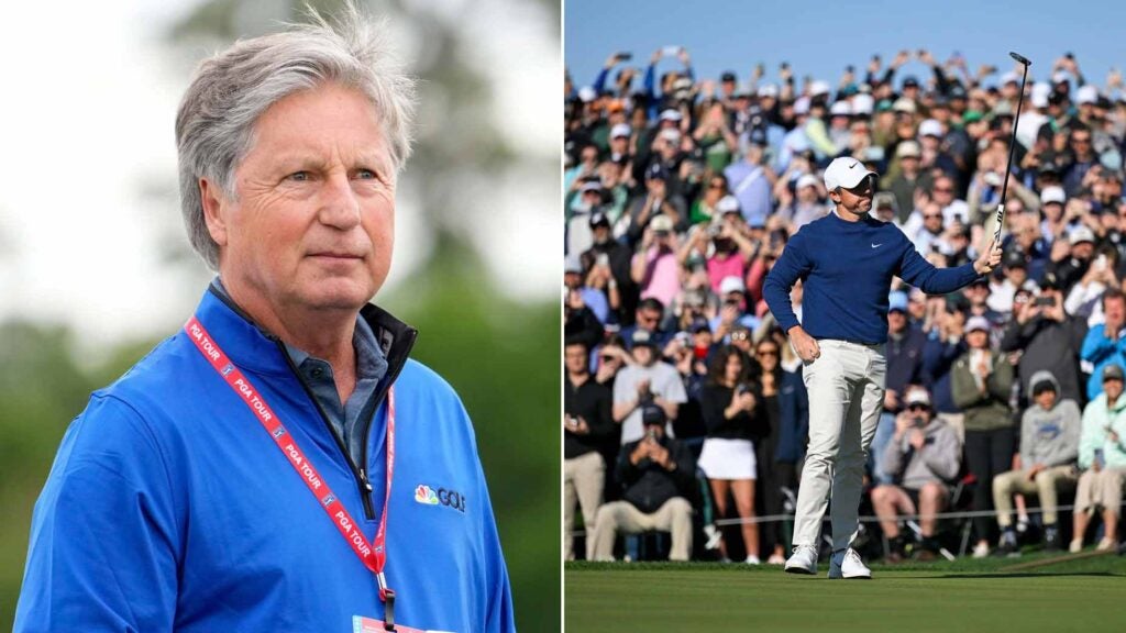 Split image of Brandel Chamblee and Rory McIlroy at the 2025 Players Championship.