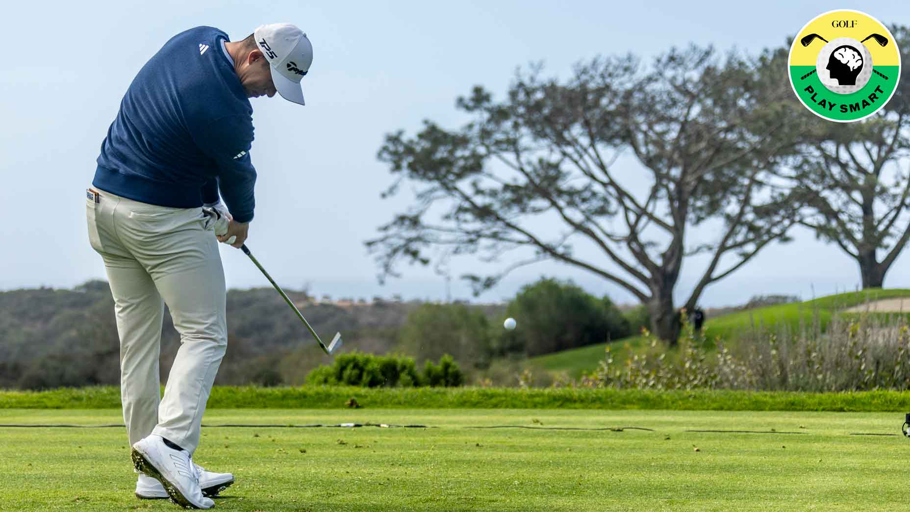 collin morikawa hits a shot with an iron during the 2025 genesis invitational