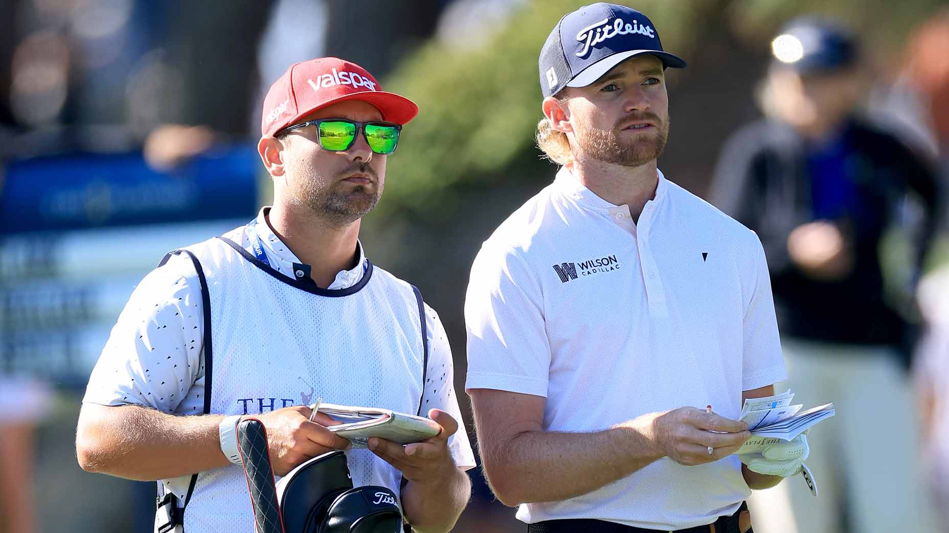 Danny Walker, who won by call, plays his second goal in the 15th hole during the first round of the 2025 player championship at TPC Sawgrass.