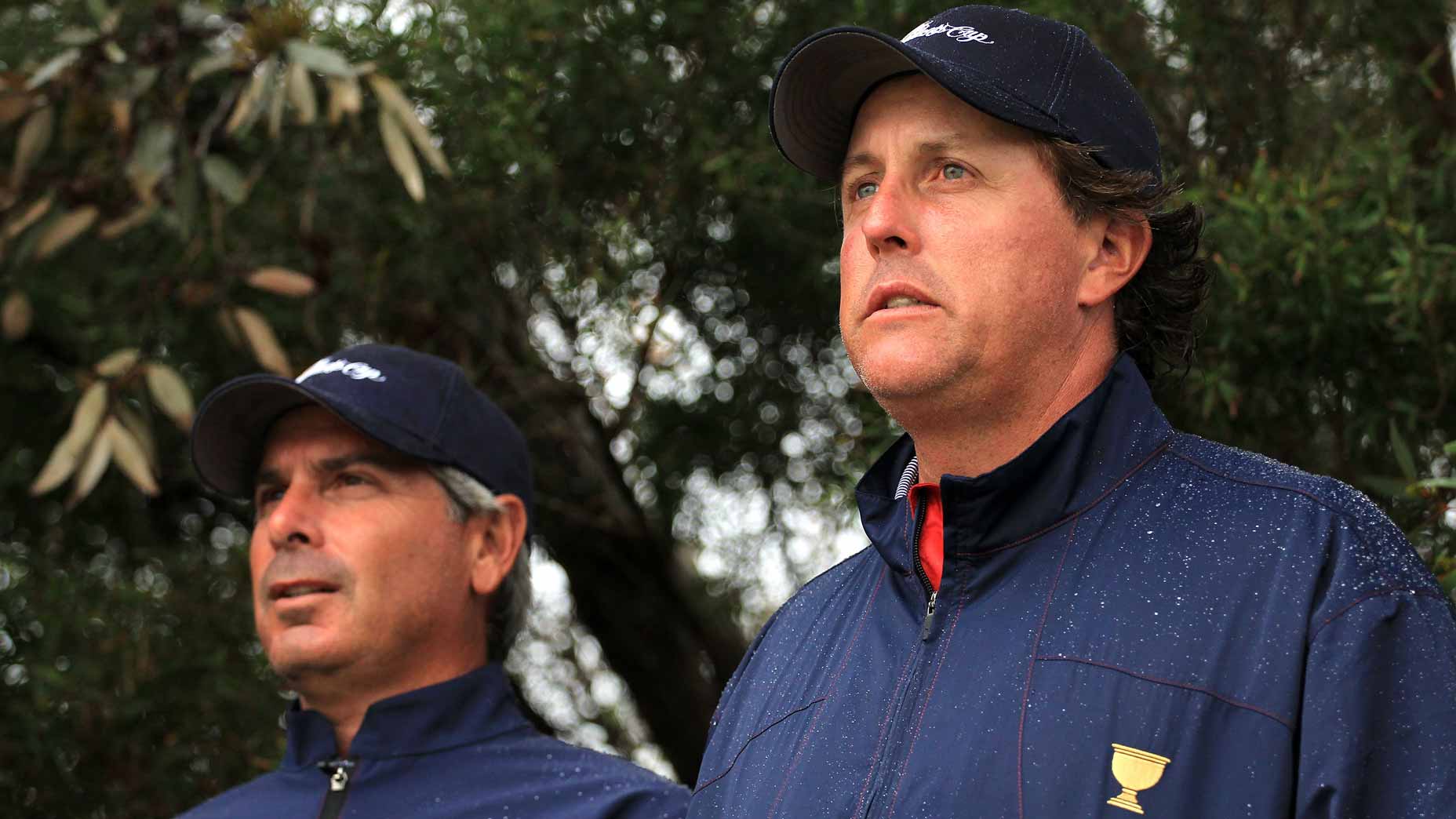 Fred Couples and Phil Mickelson during the 2011 Presidents Cup at Royal Melbourne Golf Course.