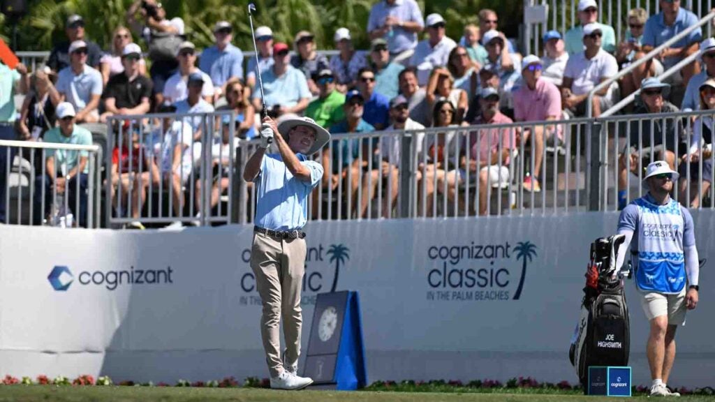 Joe Highsmith hits a tee shot during the 2025 Cognizant Classic.