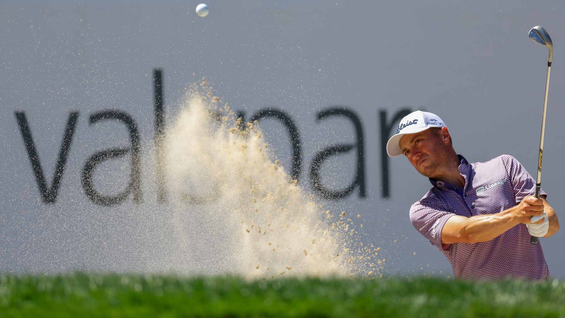 PGA Tour Pro Justin Thomas plays a blow long pro-am in front of the 2025 VALSPAR championship at Innisbrook Resort and Golf Club.