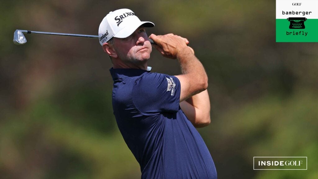 Lucas Glover of the United States plays his shot on the 14th hole during the second round of THE PLAYERS Championship on the Stadium Course at TPC Sawgrass