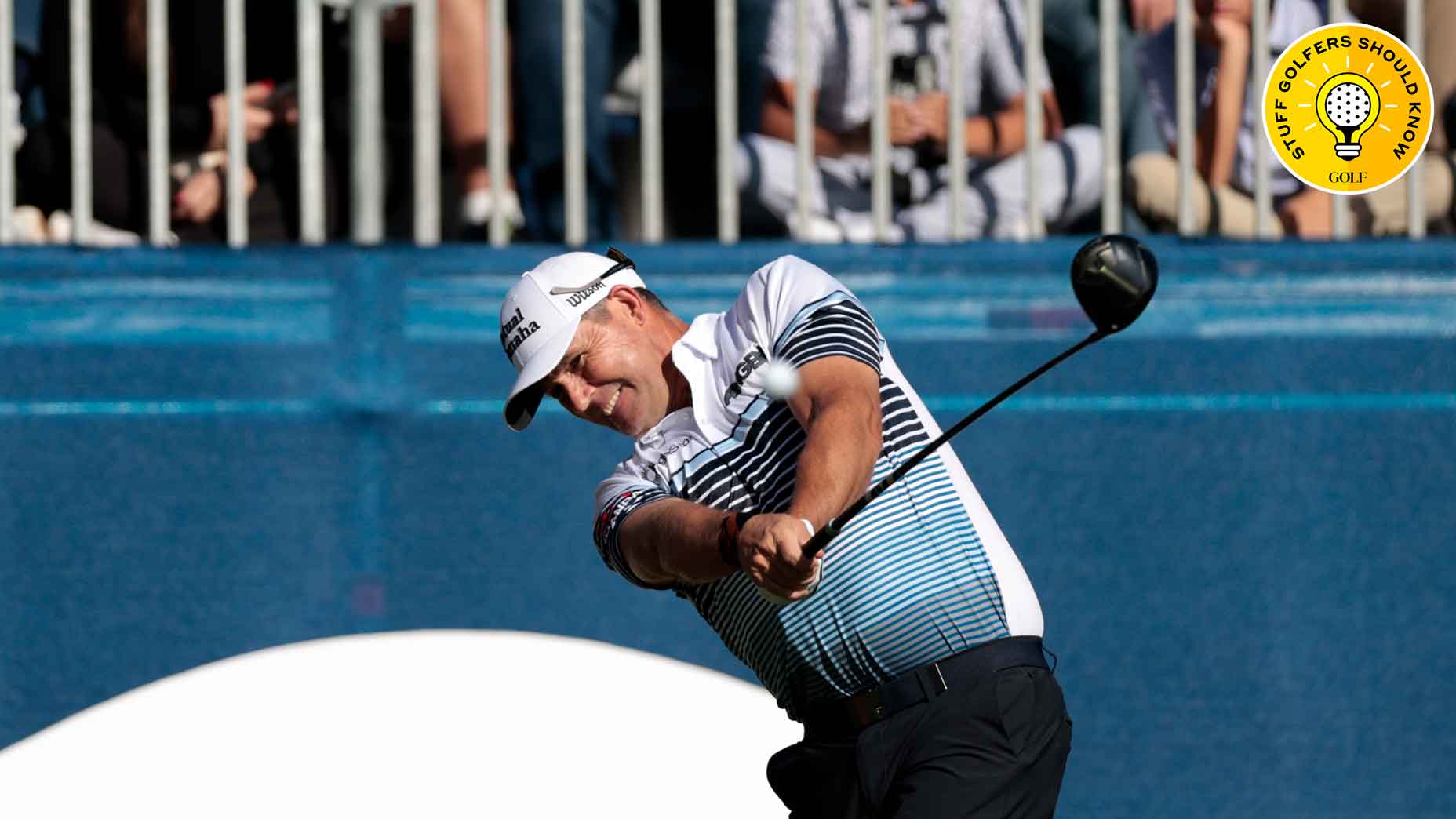 golf pro padraig harrington swings during the 2024 pnc championship