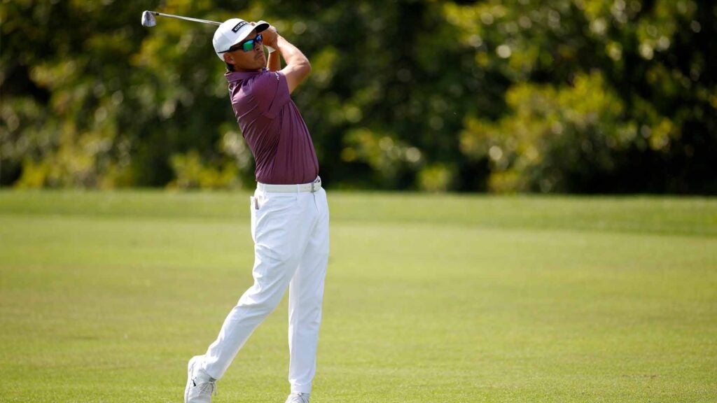 Rickie Fowler hits a shot during the third round of the 2025 Cognizant Classic.