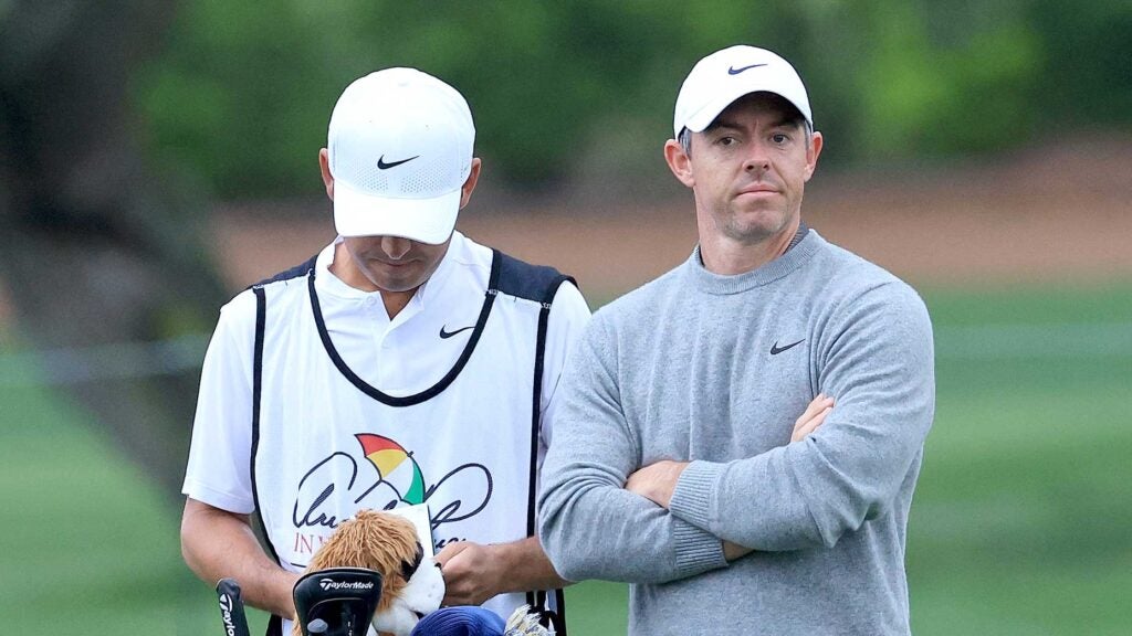 Rory McIlroy waits to play a shot during a practice round ahead of the 2025 Arnold Palmer Invitational.