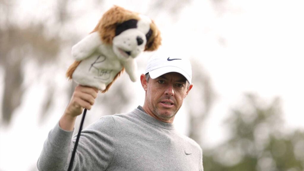 Rory McIlroy pulls out his driver during the pro-am at the 2025 Arnold Palmer Invitational.