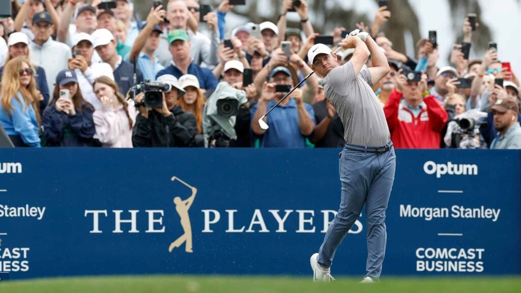 Rory McIlroy tees off on the 10th hole during the final round of the Players Championship on Sunday at TPC Sawgrass in Ponte Vedra Beach, Fla.