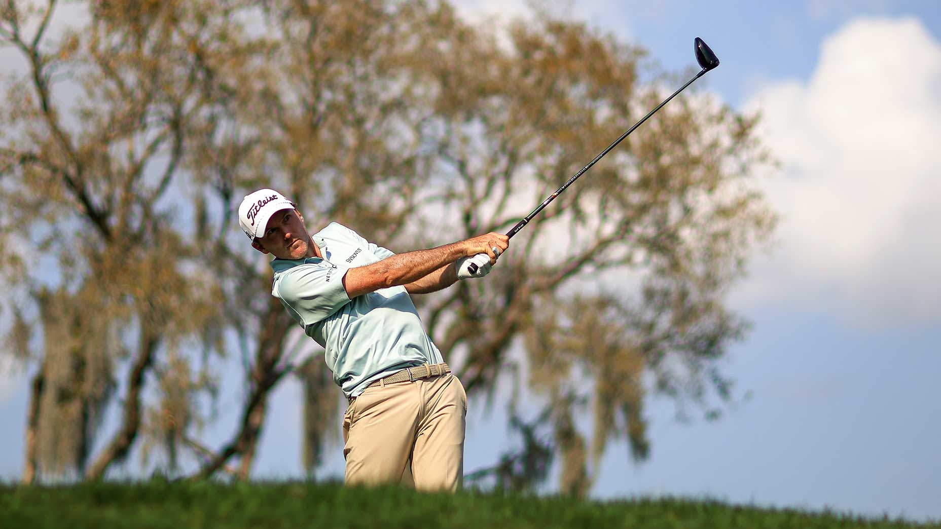 Russell Henley watches a tee shot during the final round of the 2025 Arnold Palmer Invitational on Sunday at Bay Hill.