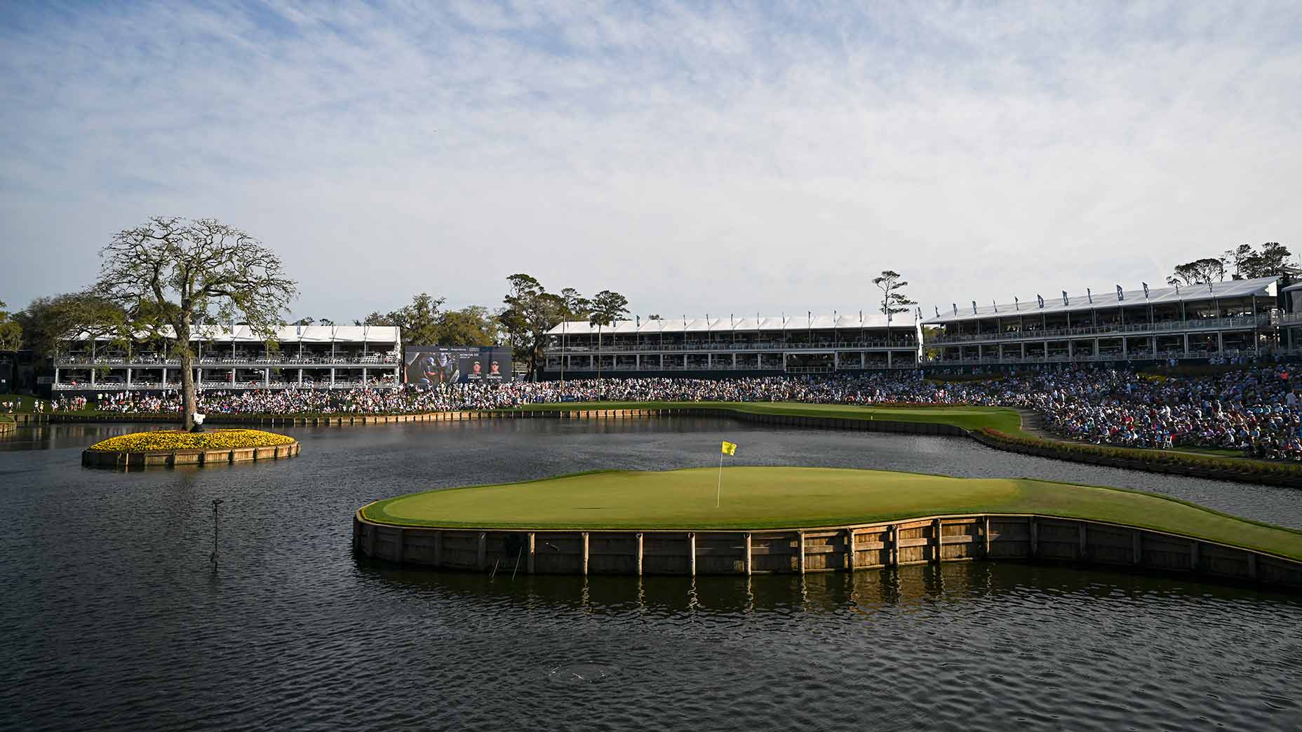 The par-3 17th hole at TPC Sawgrass' Stadium Course.