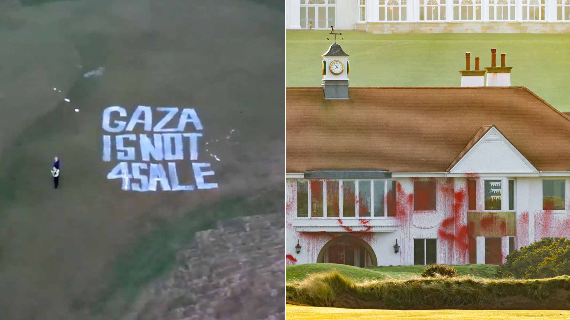 Vandalism at Trump turnberry resort in Scotland.