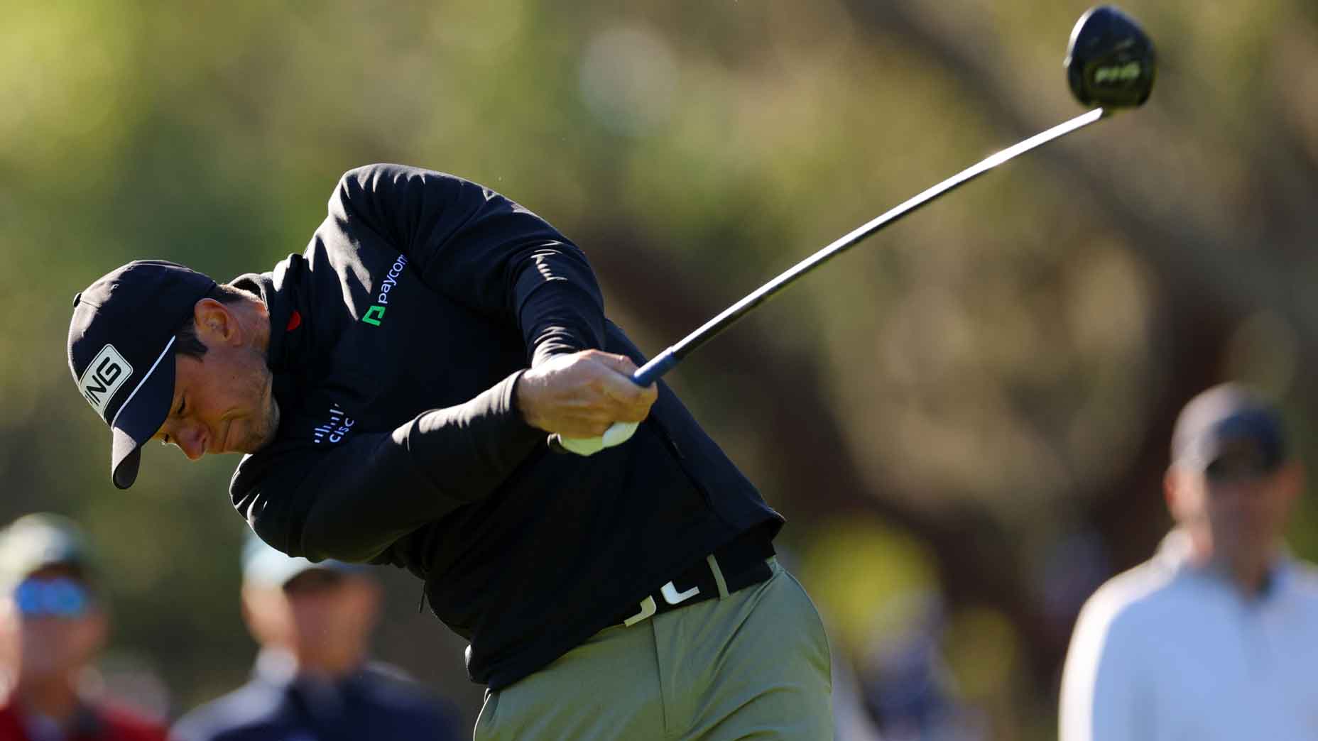 viktor hovland hits driver during 2025 valspar championship