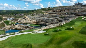 A hole at new Cliffhangers par-3 courses at Big Cedar Lodge.