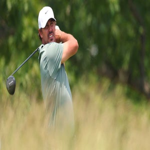 Brooks Koepka watches a tee shot during the first round of the 2025 U.S. Open on Thursday at Oakmont Country Club.