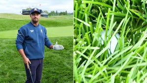LIV pro Bryson DeChambeau tests thick Oakmont rough ahead of 2025 U.S. Open.