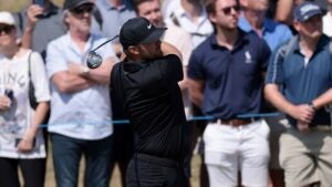 Chris Gotterup plays a shot at the Genesis Scottish Open.