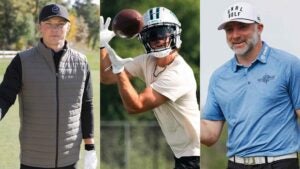 UNRL athletes Frankie Capan III (left), Adam Thielen (center) and David Skinns.