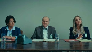 Nelly Korda and Nancy Lopez sit during a scene in Happy Gilmore 2