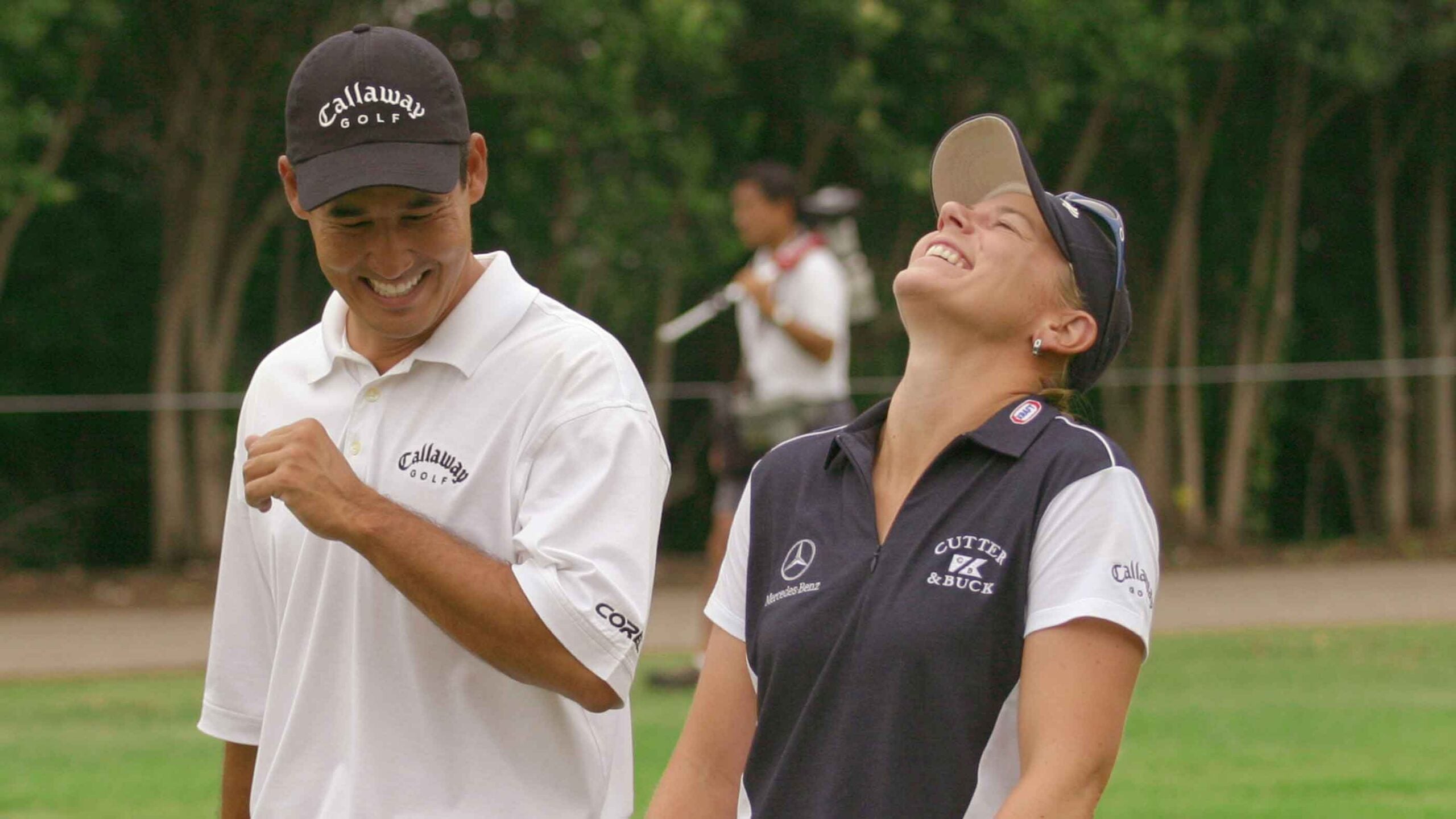 Annika Sorenstam with playing partner Dean Wilson at the 2003 Colonial.