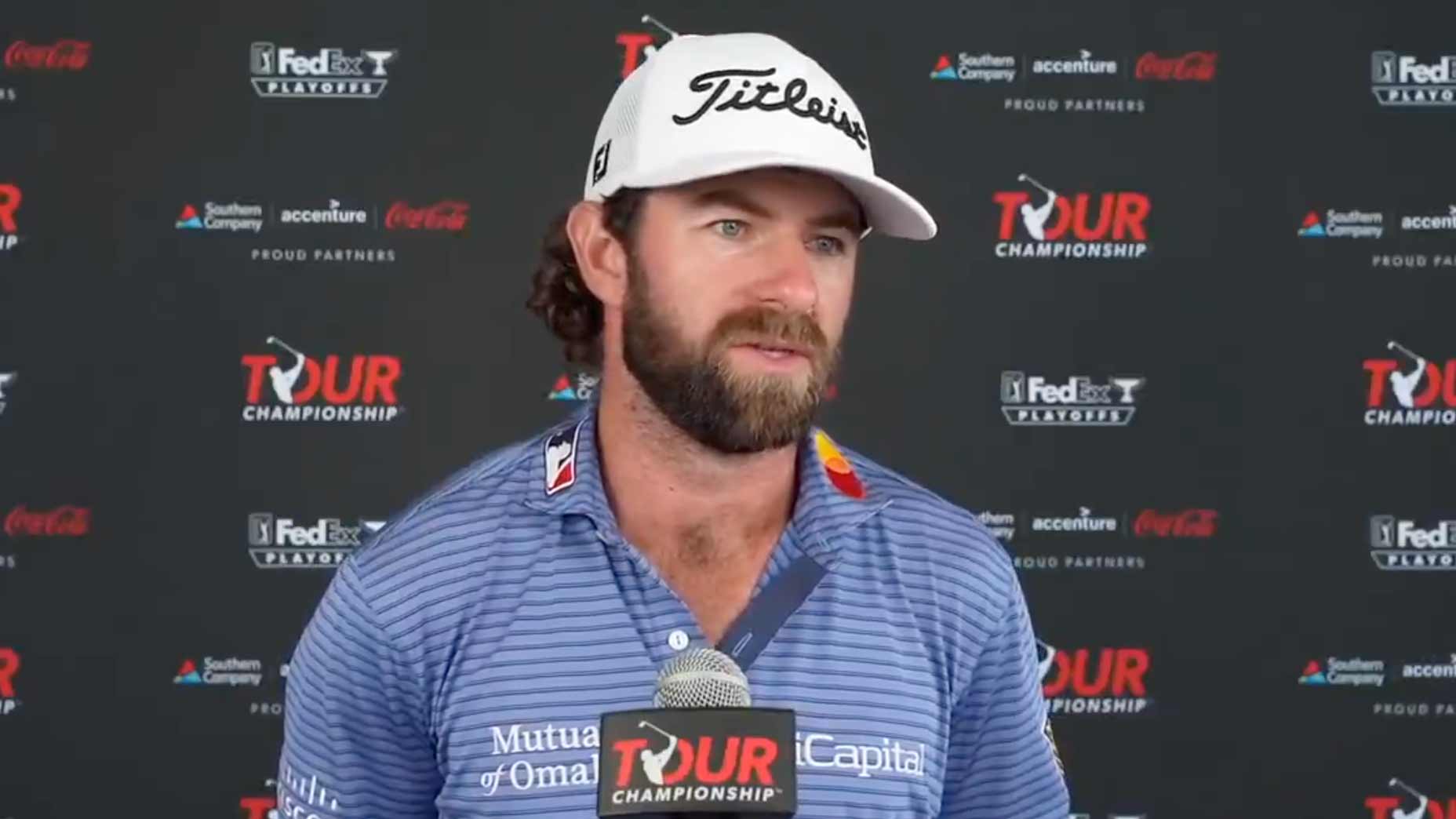 PGA Tour pro Cameron Young talks to media about U.S. Ryder Cup team at 2025 Tour Championship.