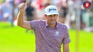Keegan Bradley acknowledges the crowd at the Tour Championship