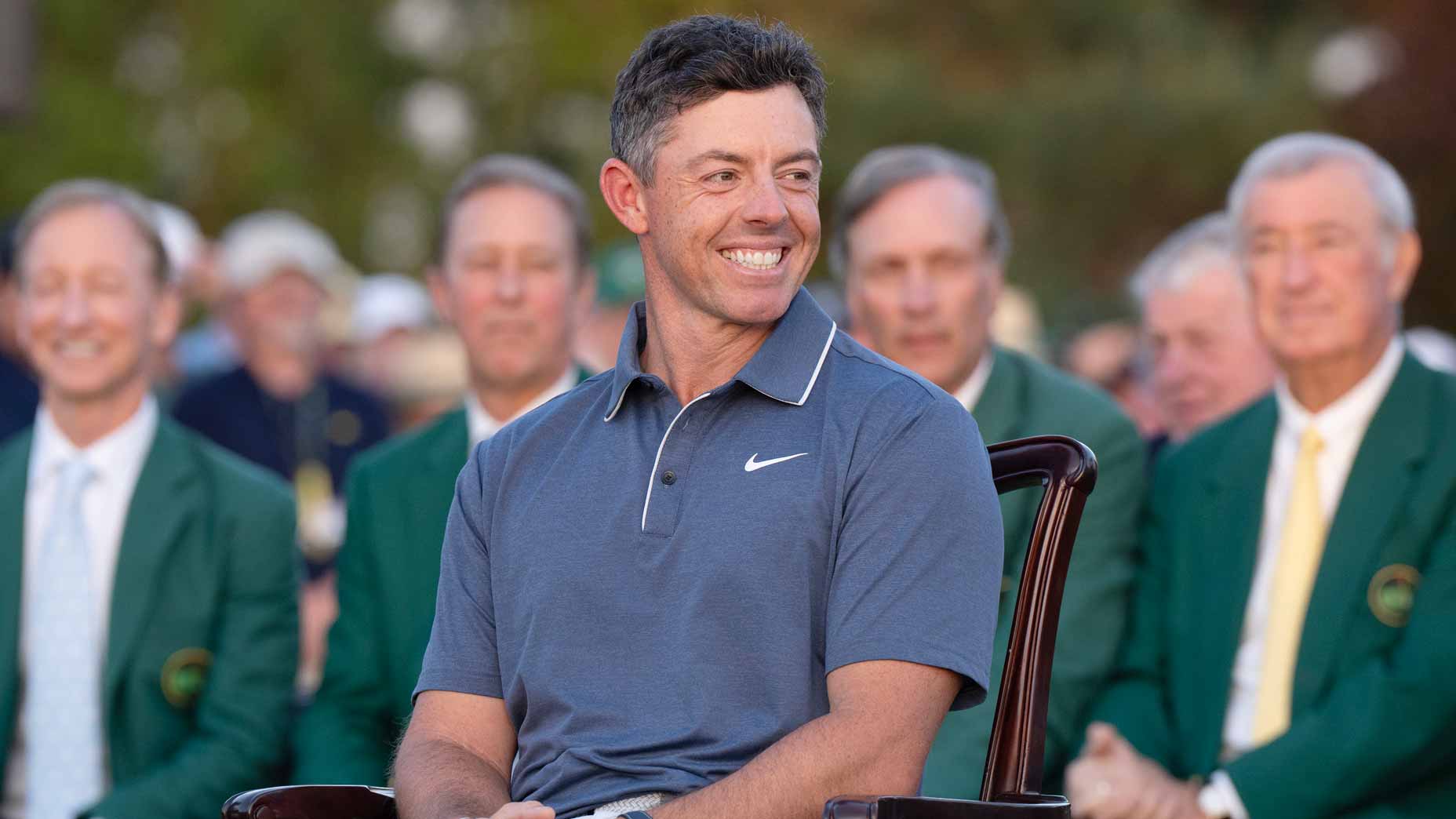 Rory McIlroy's kings have a lucky charm: McIlroy during the green jacket ceremony at Augusta National in 2025.