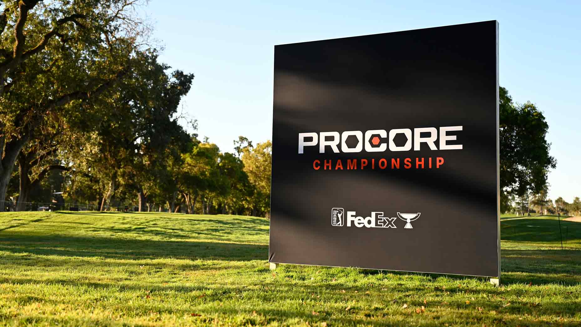2025 Procore Championship sign on the 12th hole at Silverado Resort.