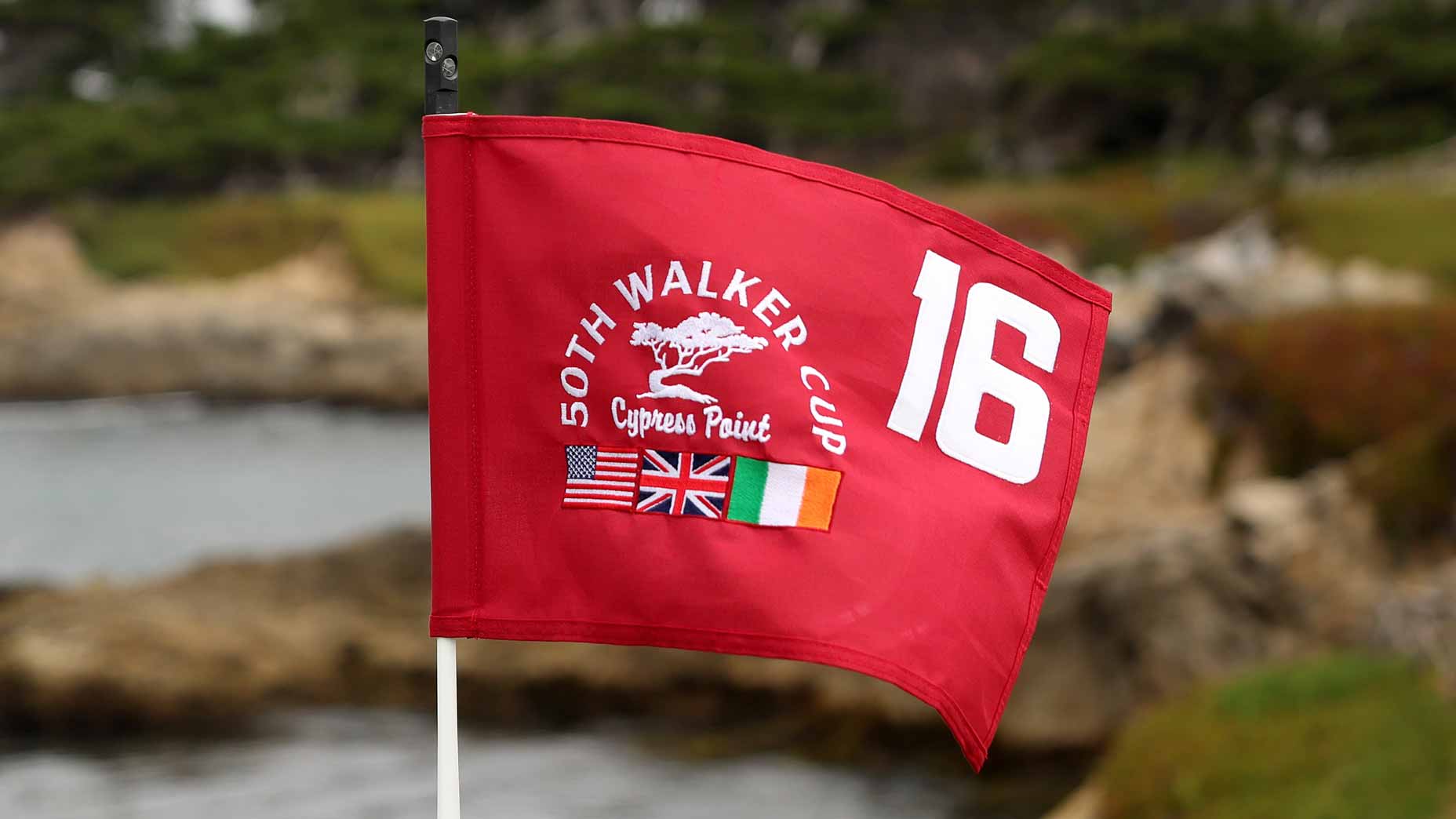 2025 Walker Cup Thursday TV coverage: 16th pin flag at Cypress Point Golf Club.