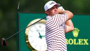 2025 Ryder Cup Friday pairings: Bryson DeChambeau hits drive at Bethpage Black.