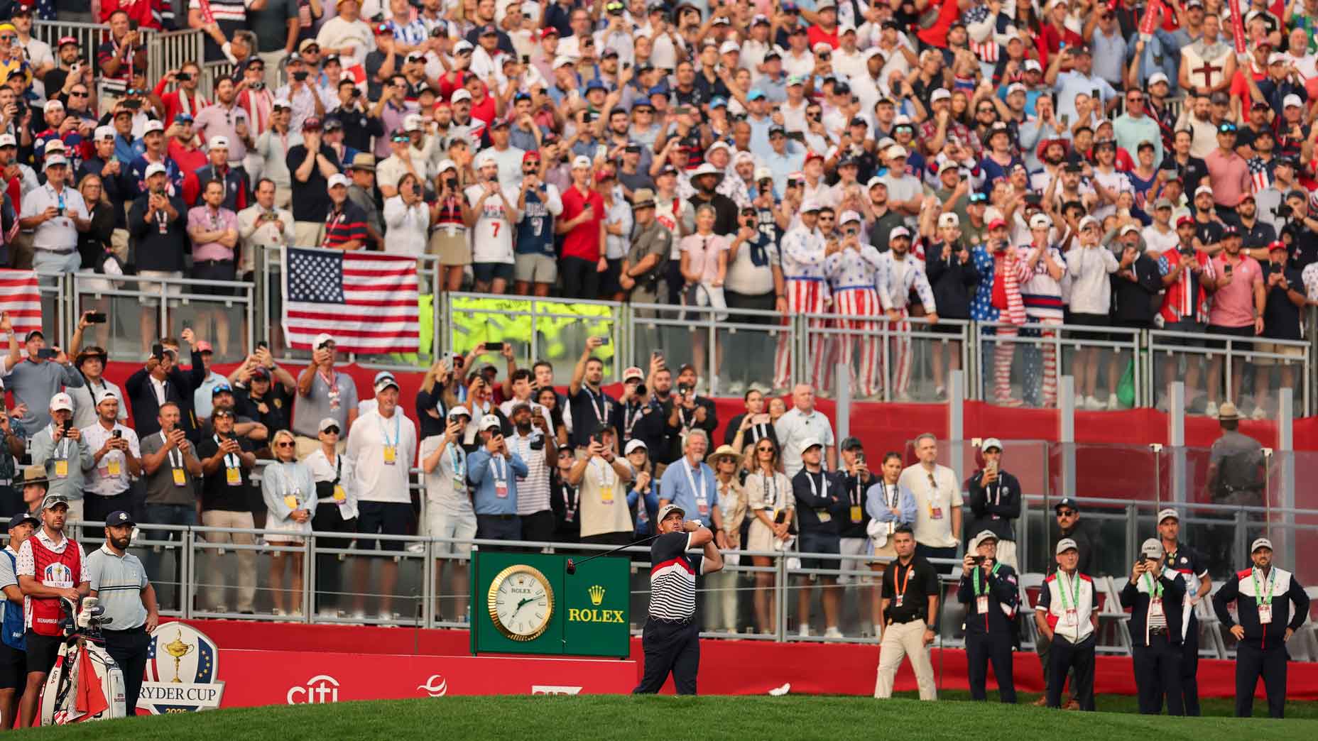 ‘Absolutely bonkers’: Bryson DeChambeau nearly drives green in wild 1st tee scene at Ryder Cup ‘Absolutely bonkers’: Bryson DeChambeau nearly drives green in wild 1st tee scene at Ryder Cup