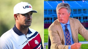 Bryson DeChambeau and Brandel Chamblee at the 2025 Ryder Cup.