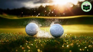 two golf balls collide