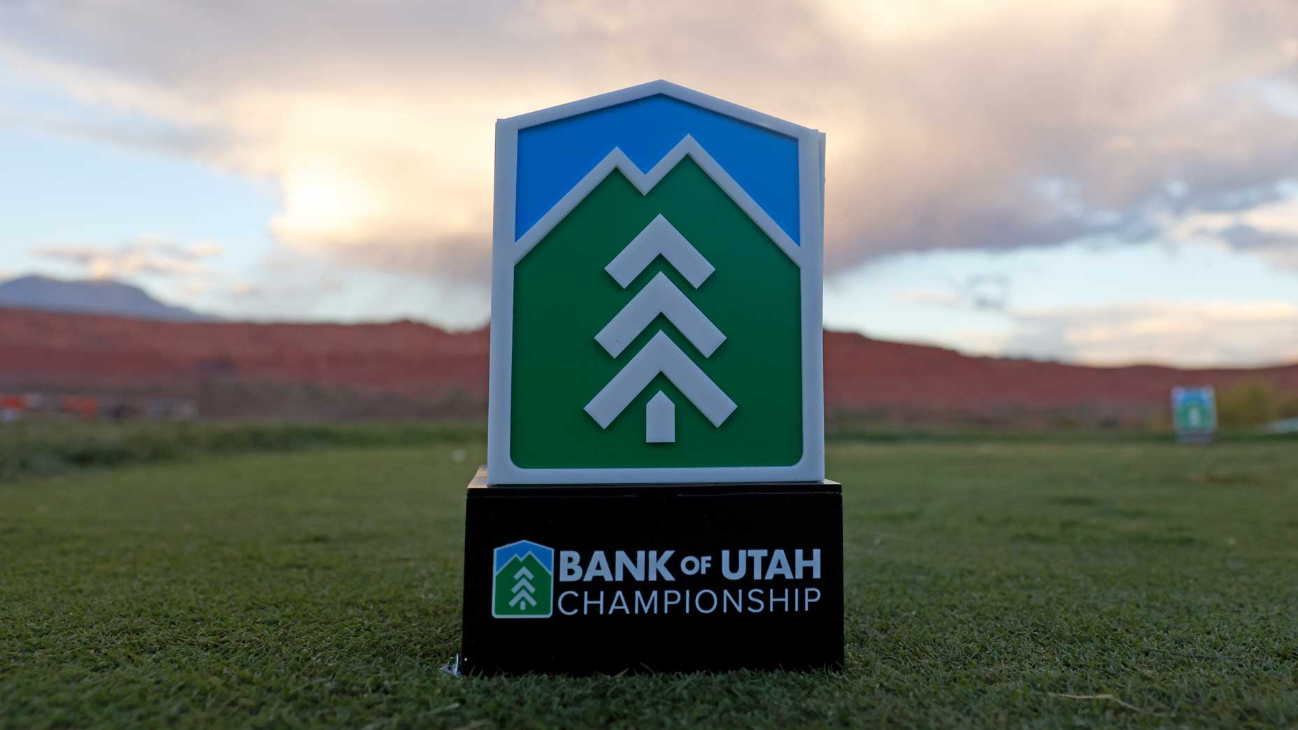 2025 Bank of Utah Championship tee marker at Black Desert Resort.
