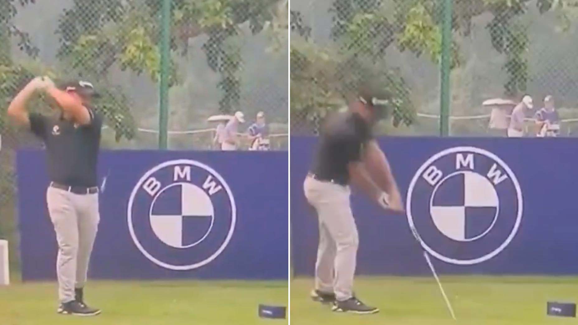 Angry Open champion unleashes surprise club smash… after perfect shot Angry Open champion unleashes surprise club smash… after perfect shot