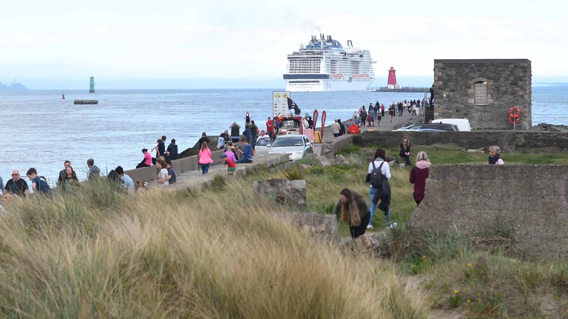 A cruise ship that docked in Dublin leaving Dublin in 2018.